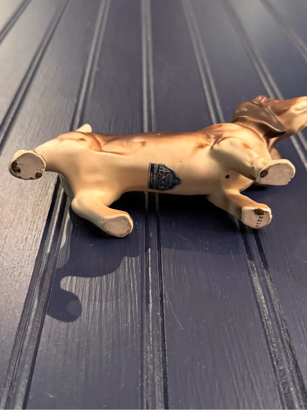 Vintage Japanese Basset Hound Figurine — Hand-Painted Porcelain